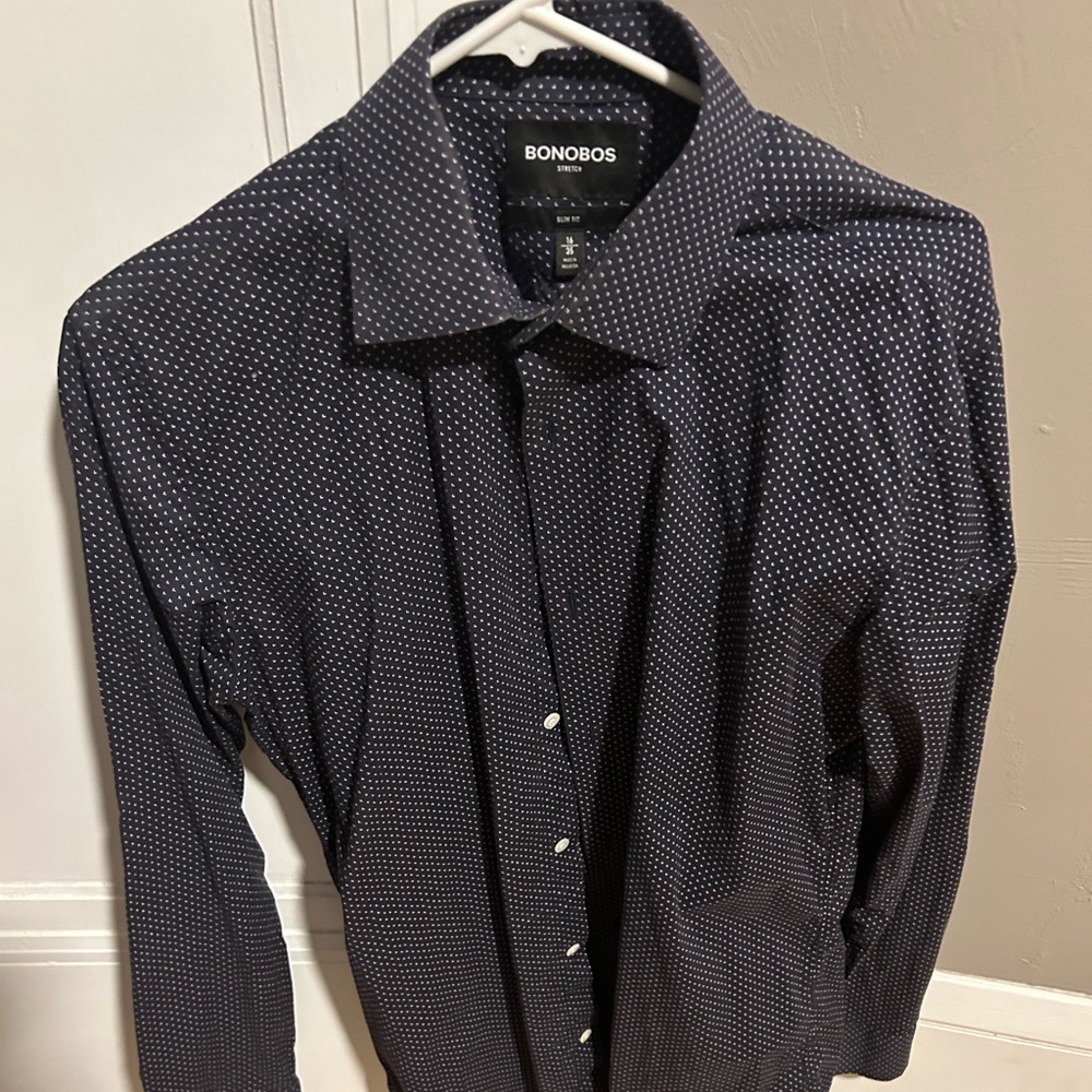Bonobos Jetsetter Stretch Dress Shirt. 16/35. Plum color.
